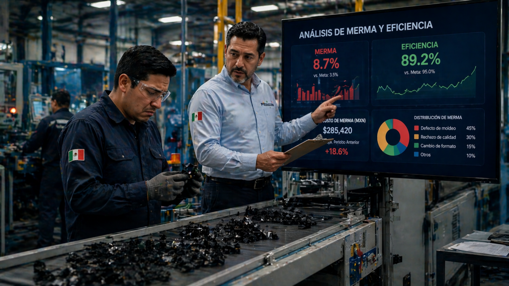 Operador de planta entendiendo impacto de productividad en utilidades